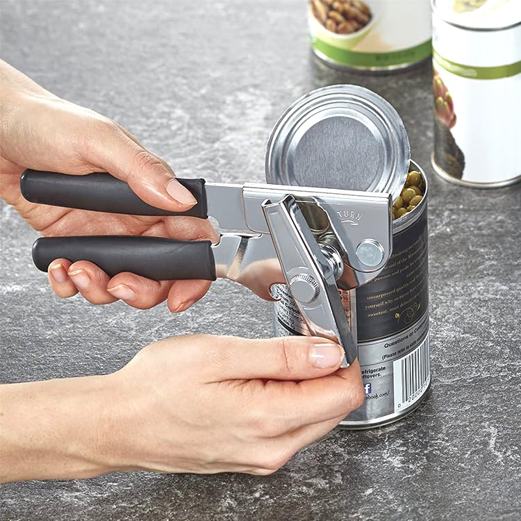 2 Pack Commercial Grade Heavy Duty Manual Can Opener with Easy Crank Oversized Turning Knob/Super Thick 20GA 2.0mm Steel with Chrome Plate Finish/Fit All Size Large Cans