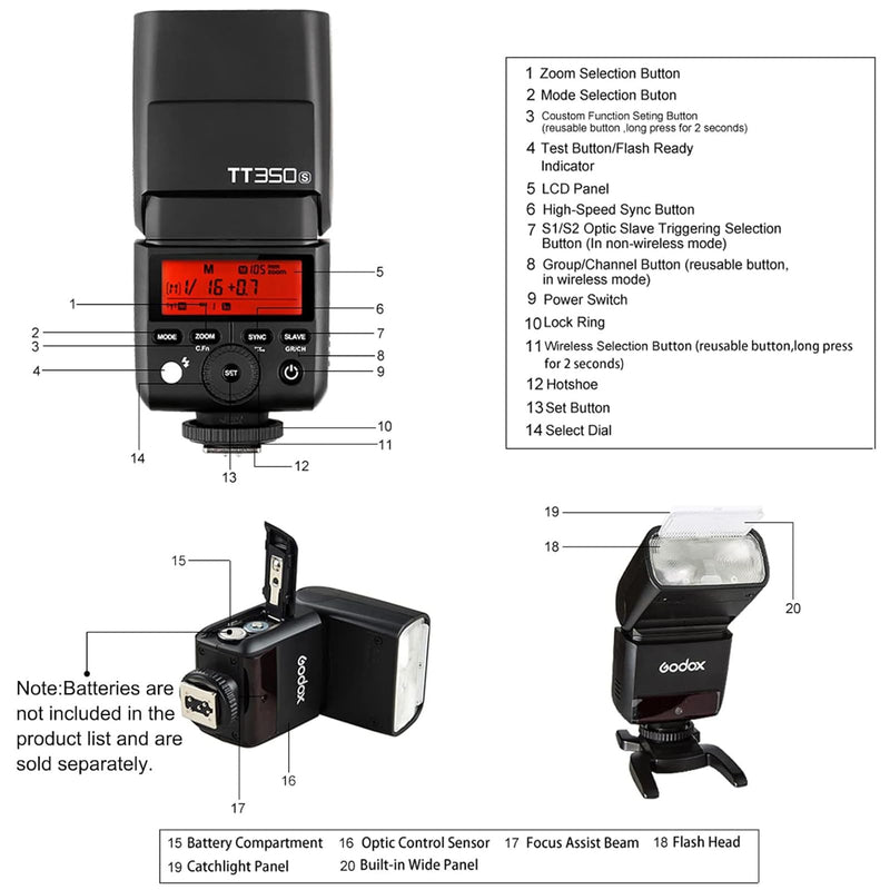 Godox TT350S for Sony Camera, GN36 TTL 2.4G Wireless Compact Sony Speedlite 1/8000s HSS, Mini Thinklite for Photography