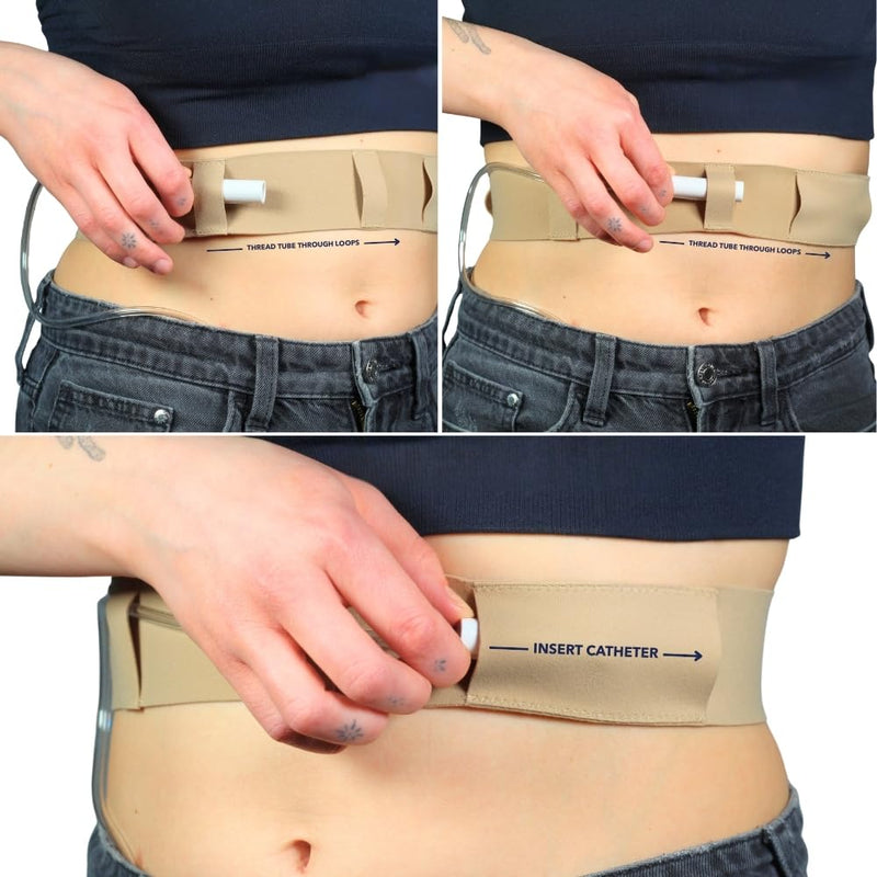 Peritoneal Dialysis Tube Belt - Slim, Soft and Stretchy PD Catheter Belt - Safe for Skin - Made in the UK - Peg Tube Supplies - Medical Peritoneal Dialysis Accessories (Medium - 29″-42″, Beige) Medium - 29″-42″