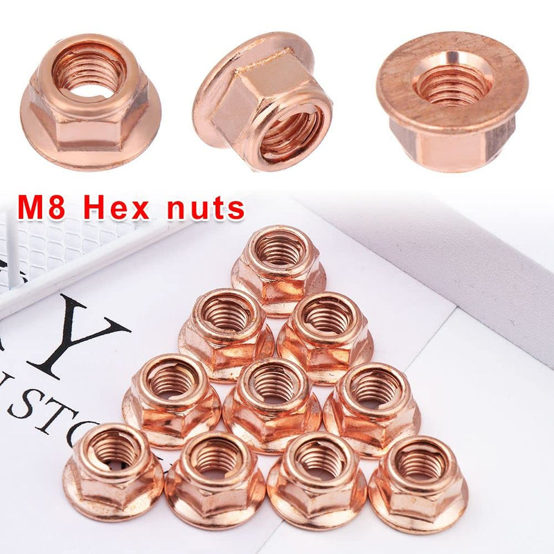 12Pcs Exhaust Manifold Nuts for Practical Copper Flashed Exhaust M8 Nut