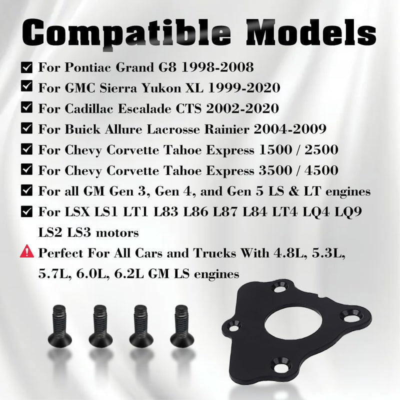 LS Camshaft Retainer Plate Gasket Bolt Kit for GM LS1 LS2 LS3 4.8L 5.3L 6.0L 6.2L Vortec Corvette Gen III IV V Engines, for Chevrolet GMC LS Cam Thrust Retaining Plate, Replace 12589016 11561455