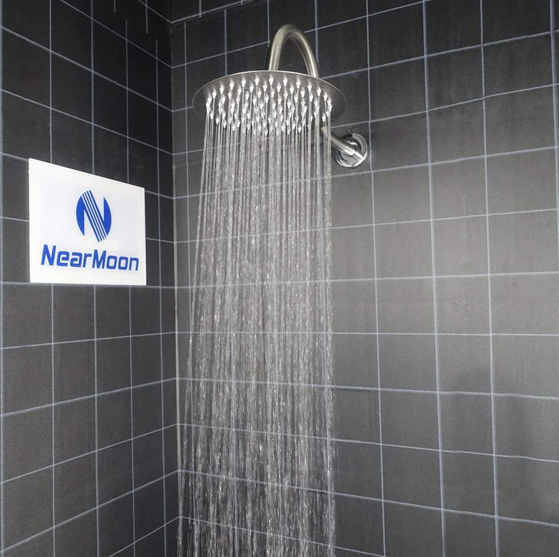NearMoon Rain Shower Head, Ultra-Thin Design-Pressure Boosting, Awesome Some Experience, High Flow Stainless Steel Rainfall Head (8 Inch,Brushed Nickel) 8 Inch Brushed Nickel