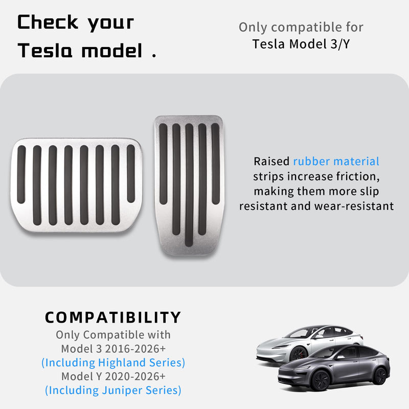 Gas Pedal Brake Pedal Foot Pedal Cover for Tesla Model 3/Y Performance Compatible with Model Y Juniper and Model 3 Highland silver