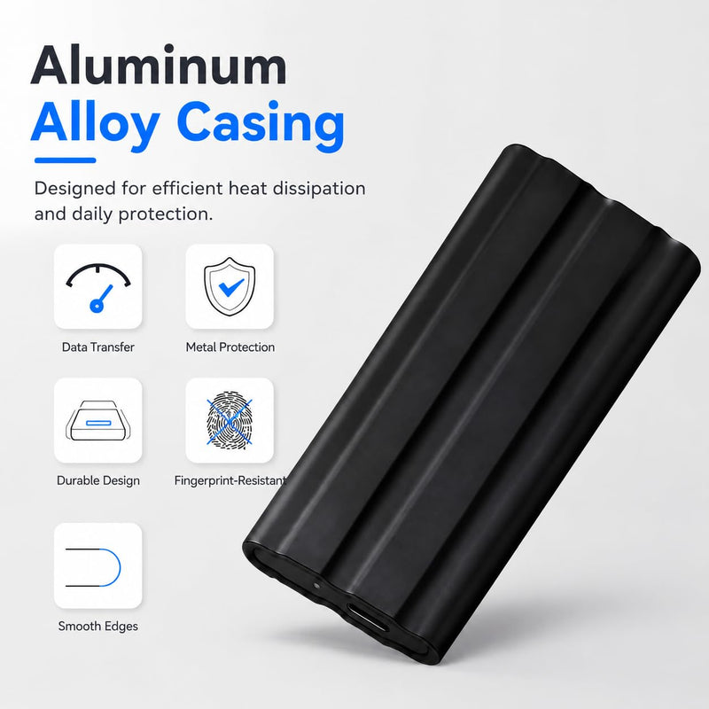 1TBPortable External Hard Drive,Ultra Slim Portable HDD,Type-C,External Hard Drive Compatible with PC, Mac, Laptop -Black