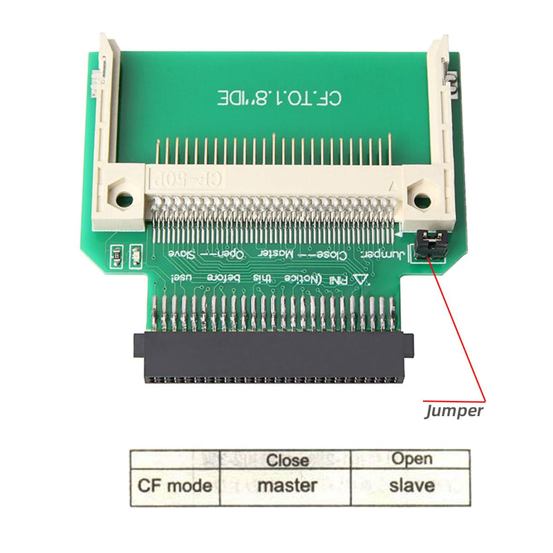 CF Compact Flash Memory Card True-IDE Mode to 50pin 1.8 Inch IDE Hard Drive HDD SSD Converter Adapter Supports Master Slave Mode CF to 50Pin IDE