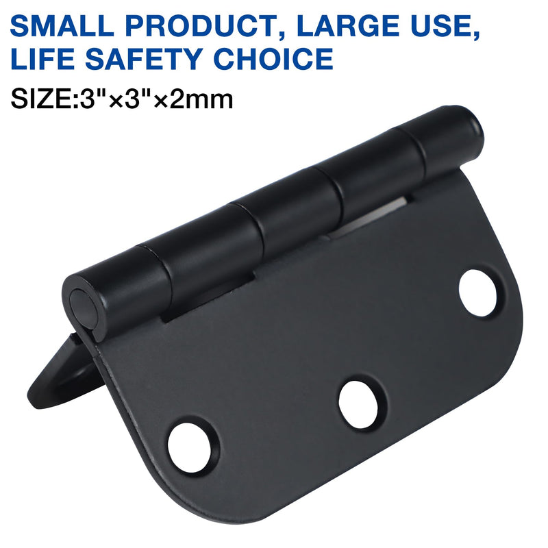 6 Pack 3 Inch Hinges Rounded Matte Black Door Hinges Interior Door Hinges Black Matte 3 Inch Door Hinge 5/8" Radius Cowshed, Byre, Cattle Hinges for Doors 3 "x 3" Hardware Controls 6 Pack-no squeak