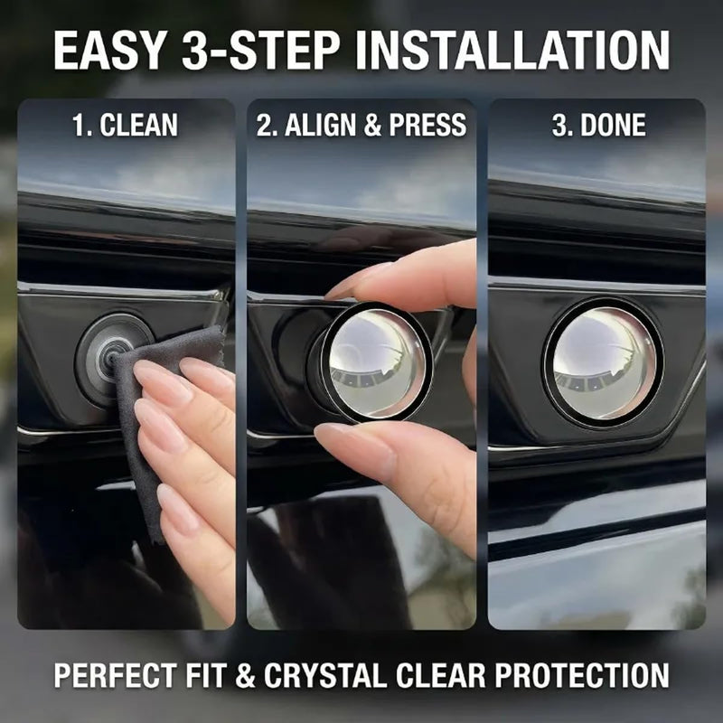 2-Pack Car Camera Lens Protector, 9H Hardness Backup Camera Protective Sticker, High Transparency Anti-Scratch Waterproof Cover for Reversing Cameras, Easy Adhesive Installation