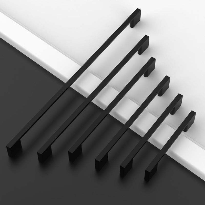 10 Pack 3 Inch(76mm) Cabinet Pull Matte Black Kitchen Cabinets Handles Black Cabinet Hardware for Cupboard Square Kitchen Pulls for Cabinets Drawer Handles 3" Hole Center(76mm) 10 Pack
