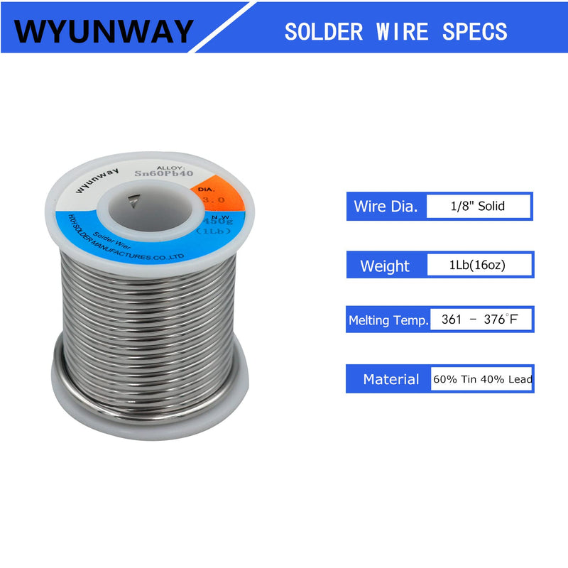 60/40 solder for stained glass solder wire (450g(1LB)，1/8"(3mm) Dia 450g(1LB)