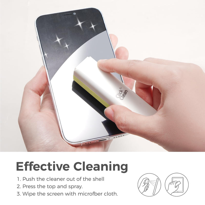 CLICK CLEAN Screen Cleaner, Fingerprint Proof Screen Cleaner Spray, All-in-One Cleaner with Microfiber and Shell for All Phones, Laptop and Tablet Screens (Beige)