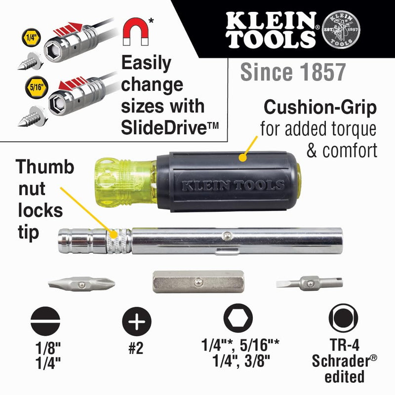 Klein Tools 80049 HVAC Tool Kit with 3-in-1 Pocket Screwdriver, 8-in-1 Screwdriver / Nut Driver, and Digital Pocket Thermometer, 3 Piece