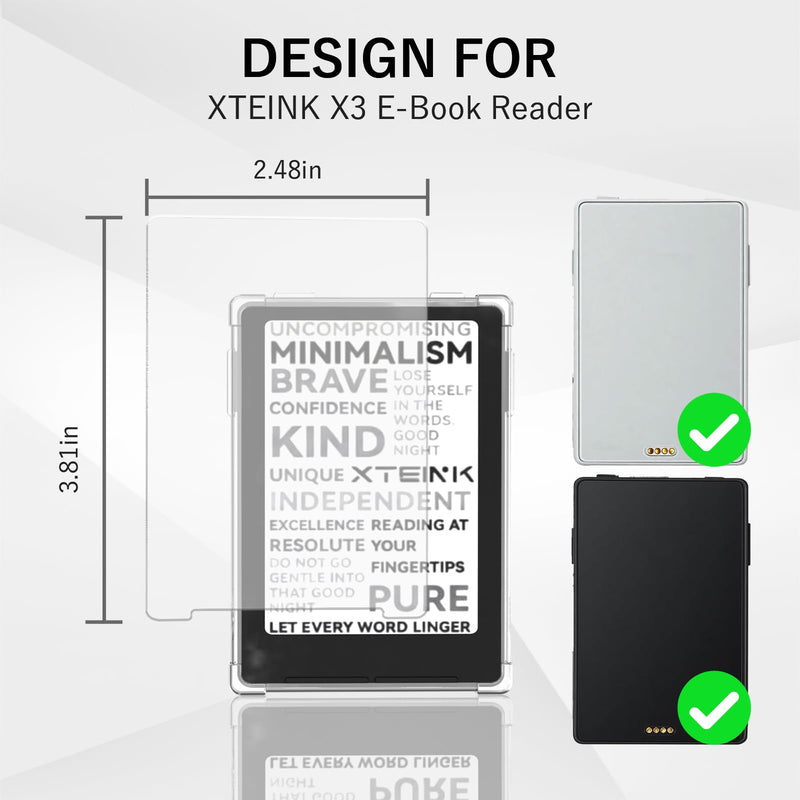 Clear Magnetic Protective Case for XTEINK X3 E-Book Reader, Strong Magnetic Hold & Ultra-Thin Lightweight Durable Cover, Includes 2 Pack Anti-Scratch Ultra Clear Screen Protector Film