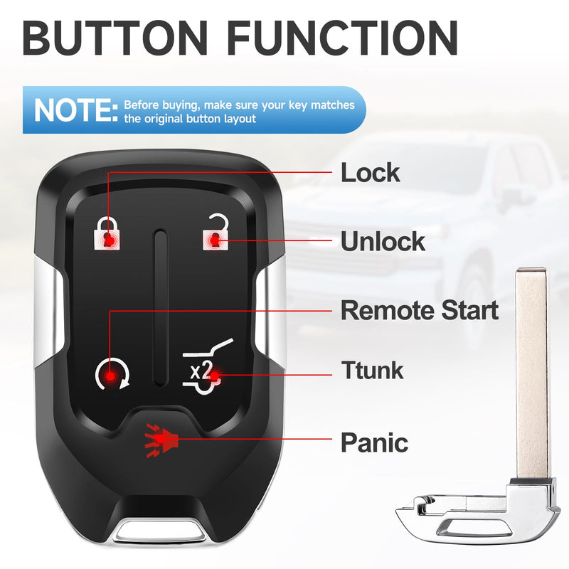 2 Pcs Smart Key Fob Replacement Remote fits for GMC Acadia 2017 2018 2019 2020 2021 Car Keyless Entry Remote HYQ1EA 433 Mhz ID46