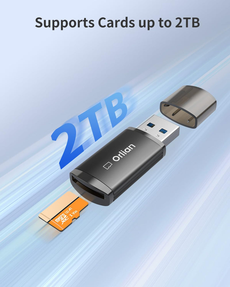USB 3.0 Micro SD Card Reader, for MicroSD, MicroSDHC, MicroSDXC UHS-I Memory Card, Compatible with Windows, MAC MacBook Pro/Air, iPhone 15 Pro/Max, Android Galaxy and More, Black