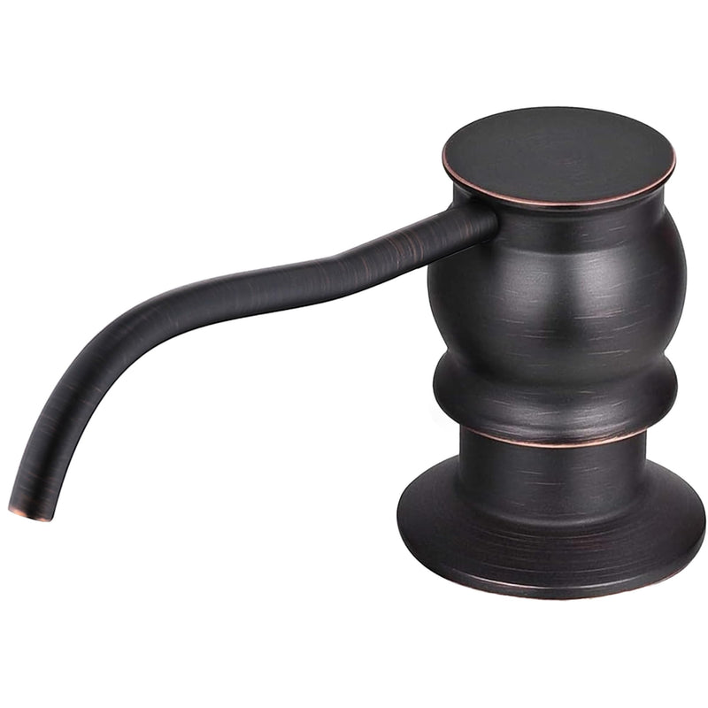 Brass Kitchen Soap Dispenser, Oil Rubbed Bronze in Sink Liquid Dish Soap Dispenser with High Capacity 500ML （17oz） ABS Bottle, Under Sink Hand Metal Dispenser Pump Without Hose