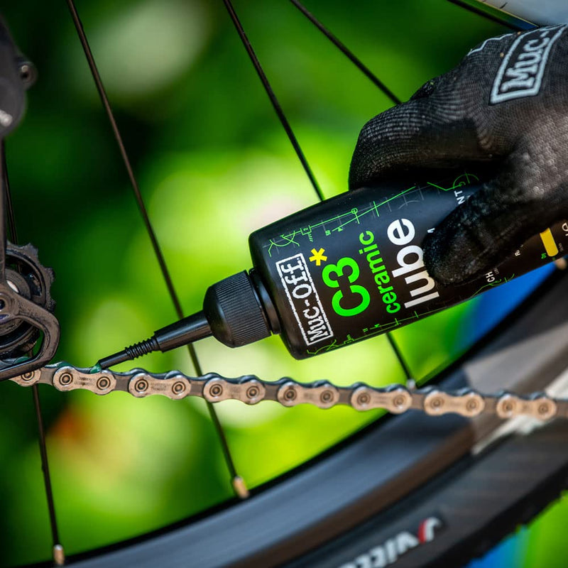 Muc-Off C3 Ceramic Dry Chain Lube, 120 Milliliters - Premium Bike Chain Lubricant with UV Tracer Dye - Formulated for Dry and Dusty Weather Conditions 120ml