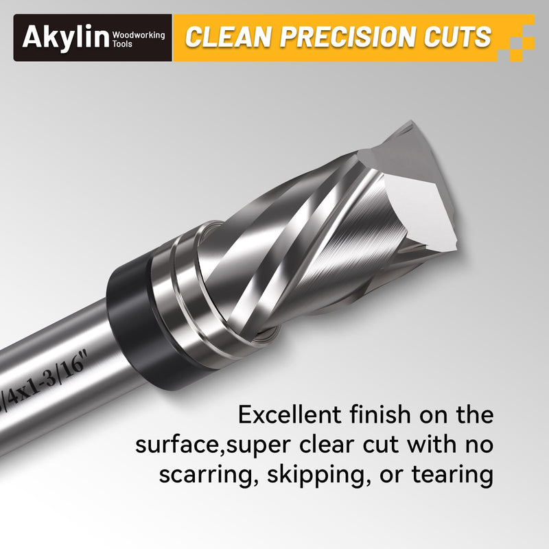 Solid Carbide Compression Flush Trim Router Bits 3/4" Cutting Dia.1-3/16" Cutting Height,1/2" Shank,Spiral Up&Down Cut,Top Bearing for Wood Trimming 3/4" Dia*1-3/16" LH-Updown
