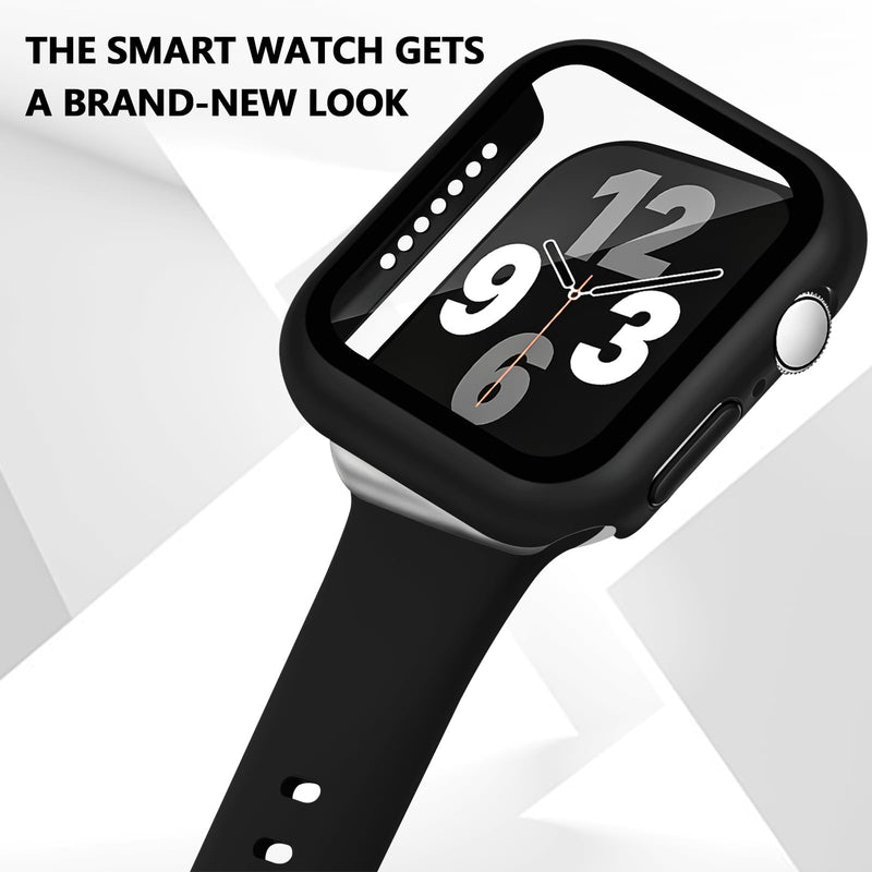 3 Pack Sport Band and Case with Screen Protector Compatible for Apple Watch 44mm 40mm, iWatch Series 4/5/6/SE(Gen 1,2,3), Soft Silicone Strap Bands Protective Cover for Women Black+Pink+Purple 44mm(Series 4/5/6/SE)