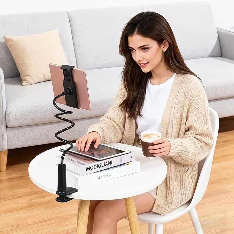 OHOO Tablet Holder for Bed, Flexible Tablet Stand Holder | Hands Free Adjustable Tablet Mount Clip, Compatible with iPad/Kindle 33.4 Inches