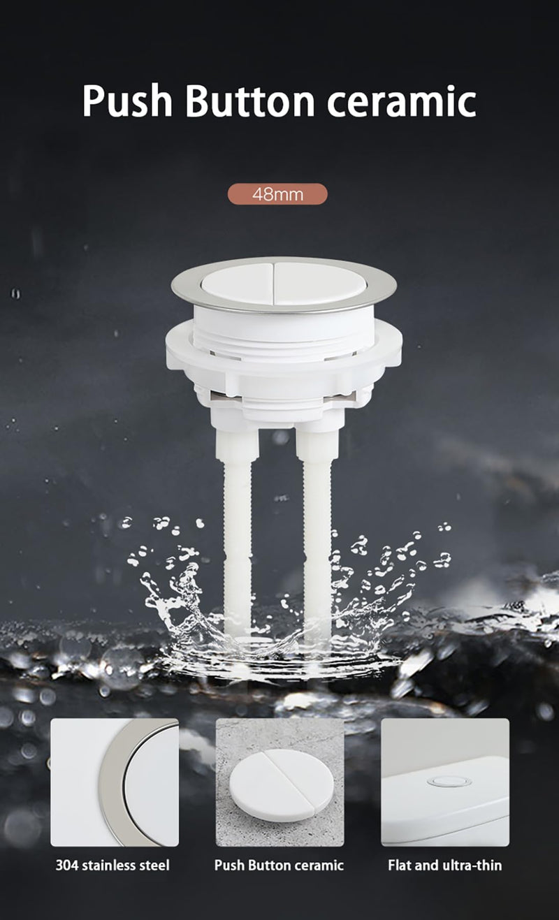 48mm Toilet Cistern Dual Flush Valve Push Button 2 Pack Replacement Toilet Tank Flush Valve Ceramic Push Button Thread Diameter 1.89"