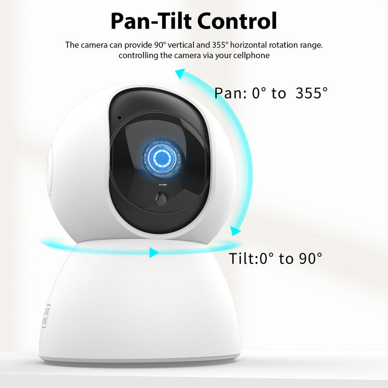 3MP Security Camera 2.4G WiFi Smart Indoor Monitoring Cam with Night Viewing 2-Way Audio Phone APP Remote Control Motion Detection for Pet Home Security Monitor Intelligent Alarm System
