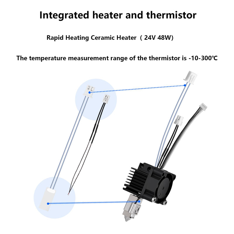 0.4mm X1 X1C Hotend Complete Kit, Full Assembly Hot End Print Head with Ceramic Heater, Thermistor, Cooling Fan, 0.4mm Hardened Steel Nozzle, Hotend Replacement for Bambu Lab X1/X1C 3D Printer X1 Series