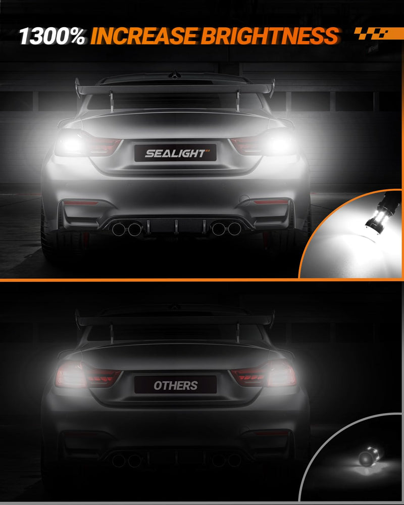 SEALIGHT 921 LED Bulb Reverse Light, 912 921 LED Bulbs 6000K White 2600LM Super Bright, 912 906 904 W16W for T15 Backup Reverse Light Bulb, Plug and Play, Pack of 2