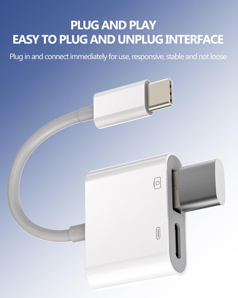 USB C 2 in 1 Charging Adapter USB A to C OTG Cable USB-C 3.0 Splitter Connector Keyboard hub for iPhone 15 Pro Max for iPad for MacBook Air for Compatible with Samsung