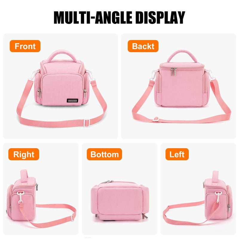 CADeN Compact Camera Shoulder Crossbody Bag Case Compatible for Nikon, Canon, Sony SLR/DSLR Mirrorless Cameras and Lenses Waterproof(1.0 S, Pink) 1.0 S