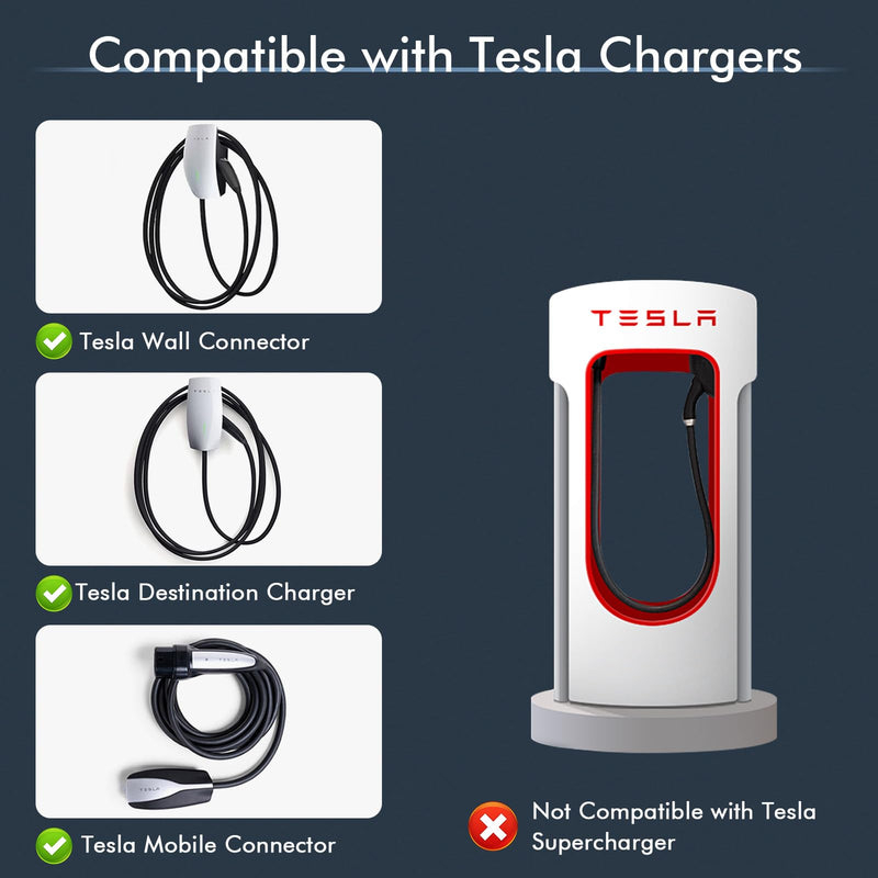 Tesla to J1772 Adapter NACS to J1772 Adapter for BMW, Rivian, Ford, Chevy, Volvo, Mercede EV Charging, 60 Amp 250V Tesla Charger Adapters w/LCD Display Tesla to J1772 White