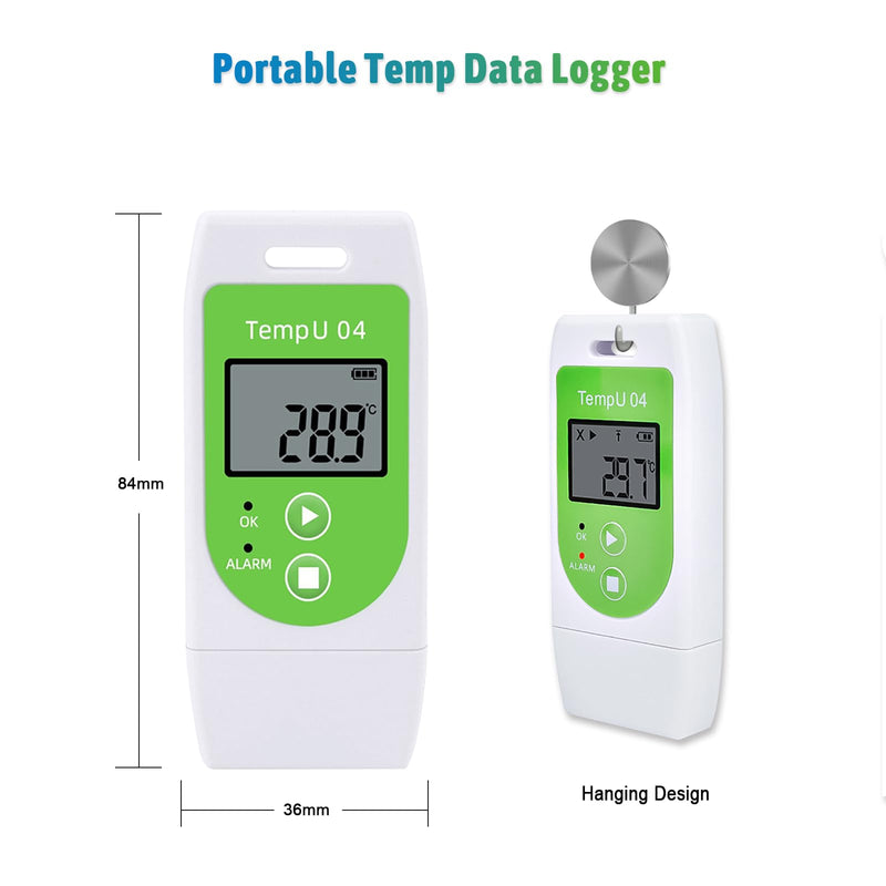 Tzone Temperature Data Logger USB Reusable Temp Recorder Thermometer | TempU04,Digital Industrial Datalogger,32000 Recording,for Refrigerator Freezer Food Storage Shipping,PDF&CSV Reports Temp Data Logger