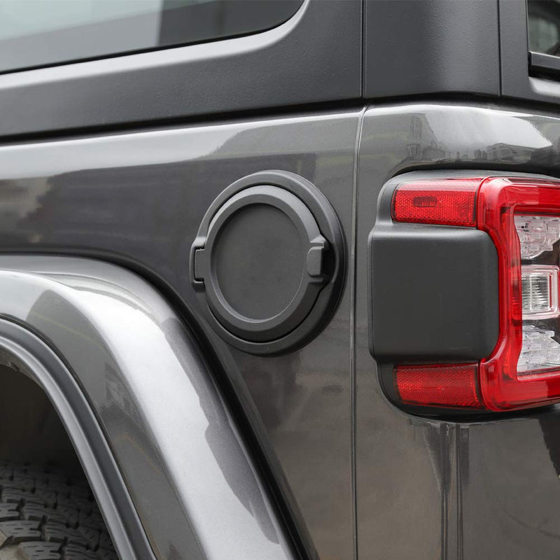Savadicar Gas Cap Cover, Fuel Tank Door Compatible with 2018-2025 Jeep Wrangler JL JLU 4xe 2/4 Door, ABS + Aluminum Alloy Construction, Exterior Accessories, Black JL-Black