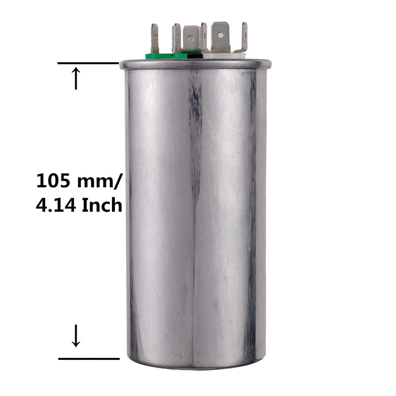 BOJACK 2 Pcs 35+5uF 35/5 MFD ±6% 370V/440V CBB65 Dual Run Circular Start Capacitor for AC Motor Run or Fan Start or Condenser Straight 35+5uF 2PCS