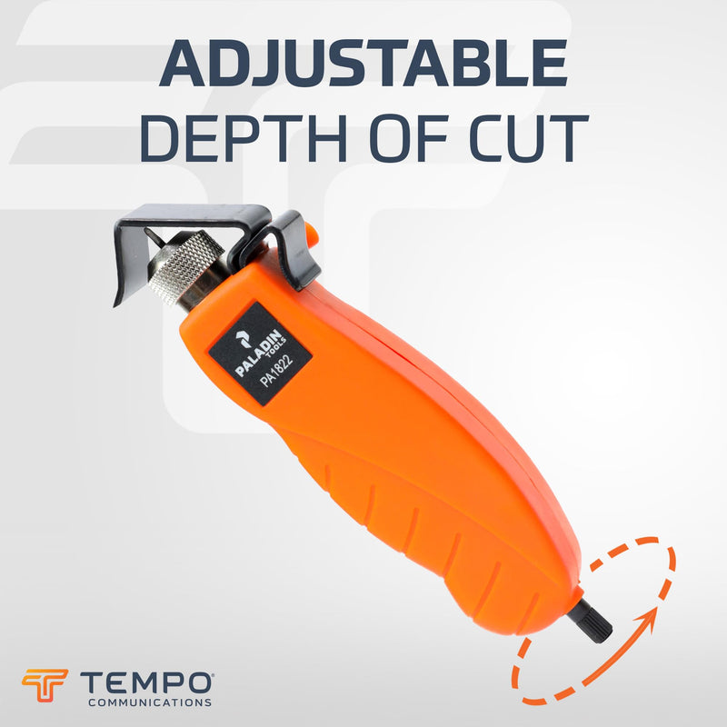 Paladin Tools PA1822 Round Cable Stripper Tool for Precise Cable Jacket Removal - Adjustable Cable Slitter 3/16" to 1" (4.5-25 mm)