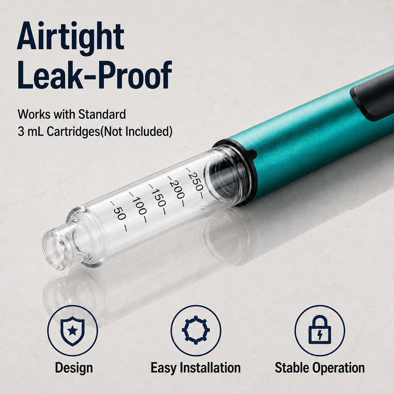 80 Unit Peptide Pen Injector, Reusable Peptide V1 Pens for 3ml Cartridges - Daily Use with Smooth Plunger & Travel Case, Universal Compatibility, Includes 50 Prep Pads, Green