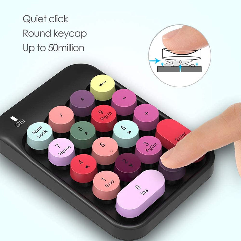 FELICON Wireless Numeric Keypad 18 Keys with 2.4G Mini Portable Silent Number Pad USB Receiver Financial Accounting Keyboard Extensions for Laptop Desktop PC Pro（Black Mix） Black Mix