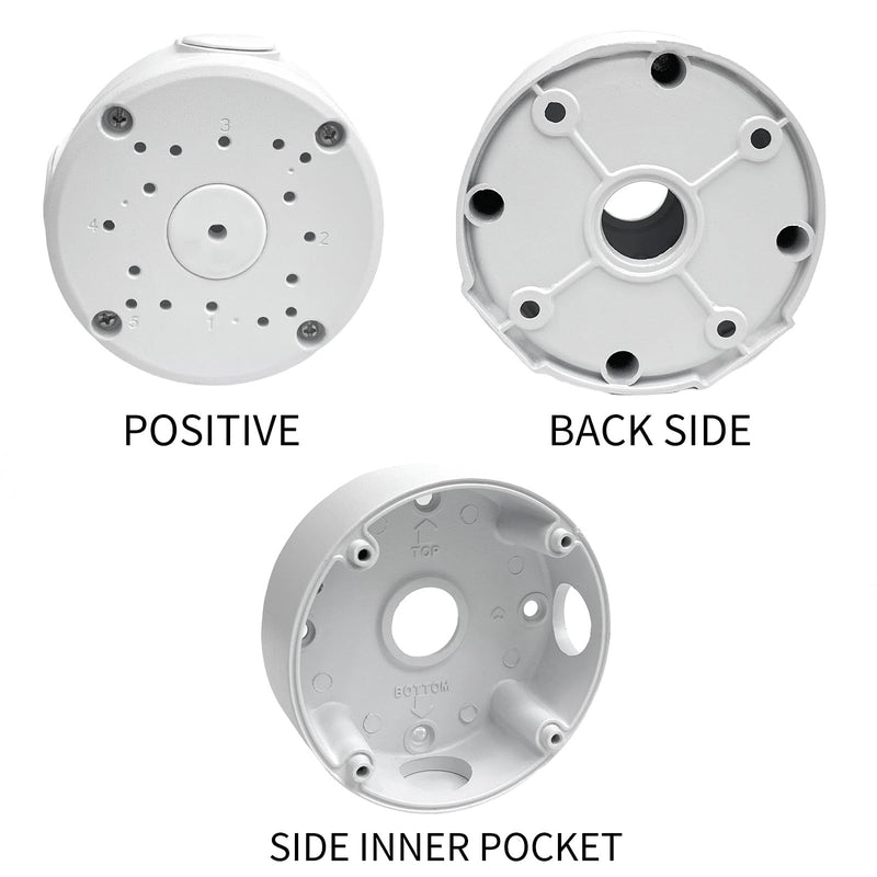 Outdoor Junction Box for Dome Camera Mount IP Security Cameras, White, Aluminum Metal Hide Cable Bracket, Rainproof, Round,4 Pack 4
