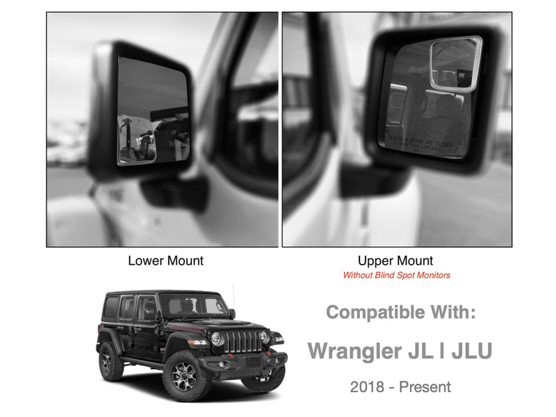 Custom Blind Spot Mirrors- Compatible with 2007-Present Jeep Wrangler | blind spot mirrors compatible with Jeep Wrangler JK and JL | NXTGEN Extended View Blind Spot Mirrors