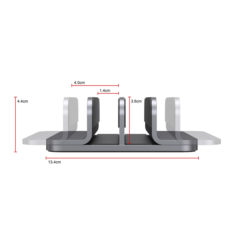 Dual Aluminum Vertical Laptop Stand Organizer, Sturdy Notebook Computer Holder Stand Compatible with New Liquid Retina XDR Apple MacBook Air/Pro, Mac mini, Apple TV and iPad Pro - Spacegray SpaceGrey