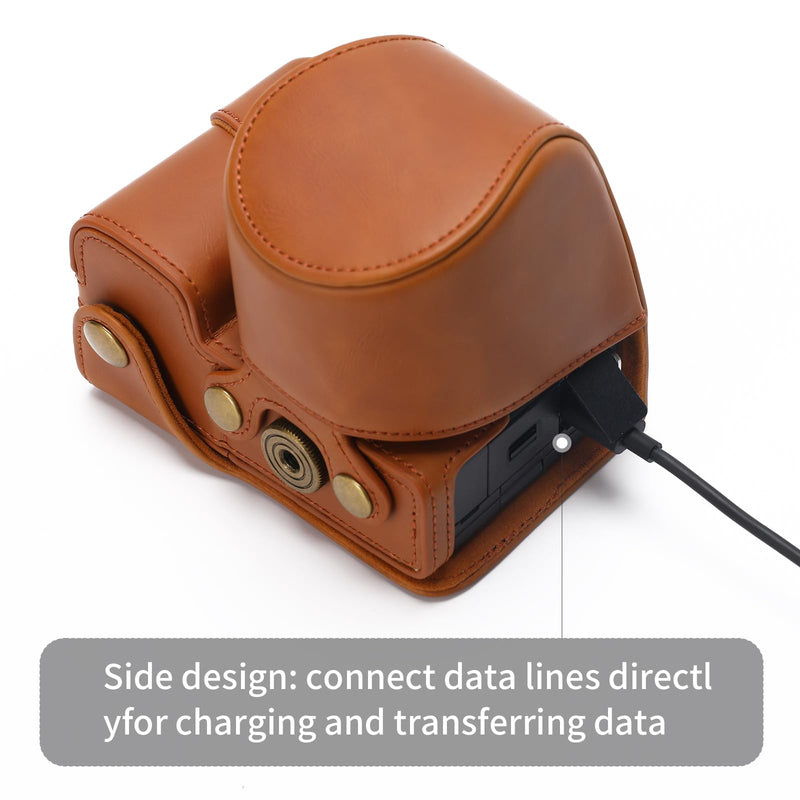 for Sony ZV-E10 II case Premium PU Full Body Leather Camera Case Bag for Sony ZV-E10 II Fit 16-50mm Lens with Camera Shoulder Strap ZV-E10 II-Brown