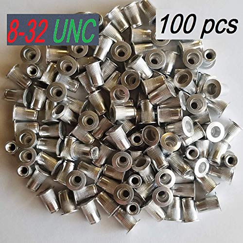 8-32 Aluminum Flange Nutserts Rivet Nut Rivnut Nutsert (Pack of 100)