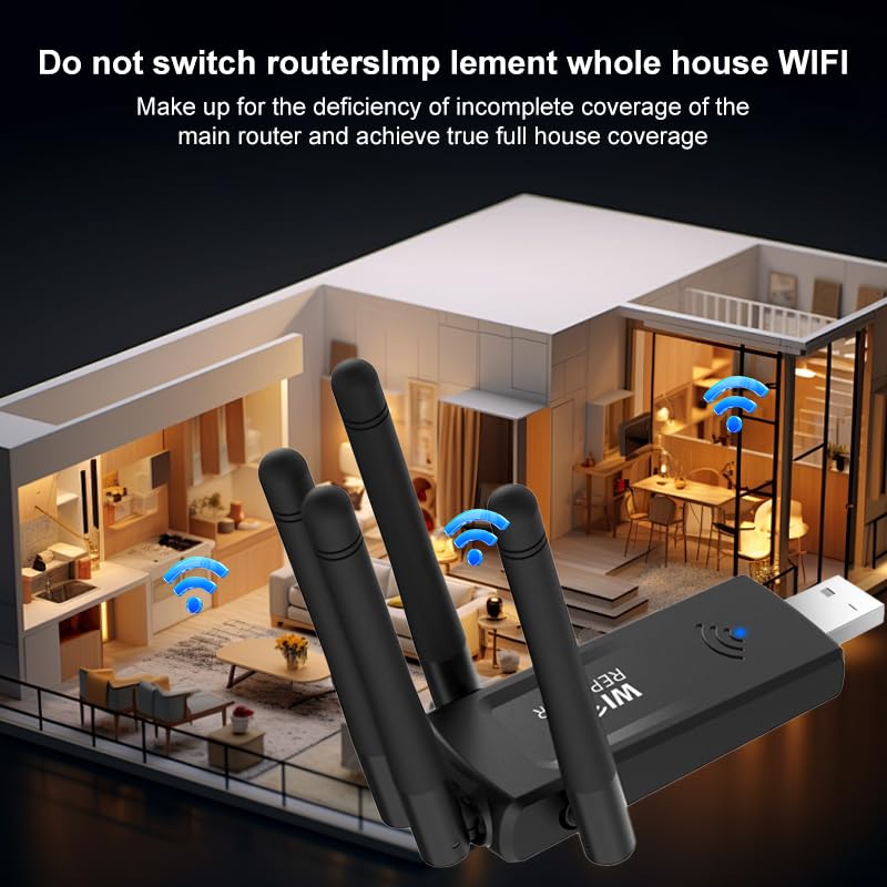 USB WiFi 6 Adapter AX1200Mbps, Dual Band Wireless Network Adapter with 2×5dBi Antennas and Bluetooth 5.4 for PC Laptop Desktop Windows