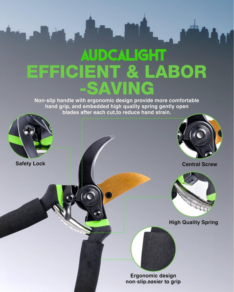 4-Pack Bypass Pruning Shears, Titanium Steel Blade,With Gardening Gloves,Shears Stainless, Ergonomic Hand Pruning Shears for Trees, Plants (Shears Gardening Tool Kit)