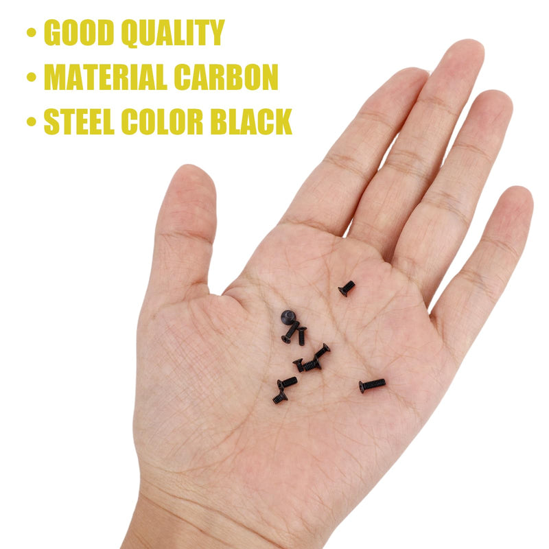 XIHIRCD 500pcs Laptop Repair Screws Kit, 10 Sizes M2 M2.5 M3 Carbon Steel Precision Flat Head Phillips Machine Screws Assortment for SSD Motherboard Notebook & Electronics Repair (Black)