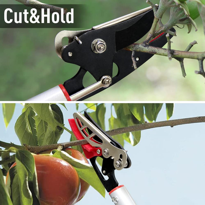 Altdorff Cut and Hold Pruner Set, Lightweight 32-Inch Long Reach Pruner One-Handed Operation, Hold Long Reach Cut Rotating, 8.3" Hand Pruner for Branch Pruning, Fruit Picking, Prickly Plants & Roses Modern