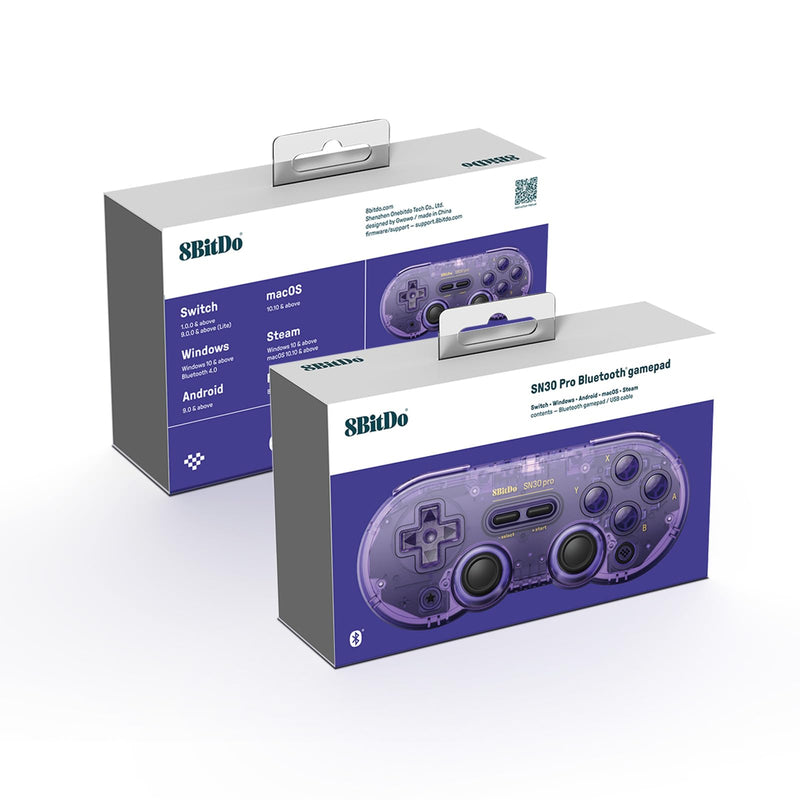 8Bitdo SN30 Pro Wireless Bluetooth Controller, Hall Effect Joystick | Rumble Vibration USB-C Cable Gamepad Compatible with Switch/Switch 2,Windows, Mac OS, Android, Steam - Crystal Purple