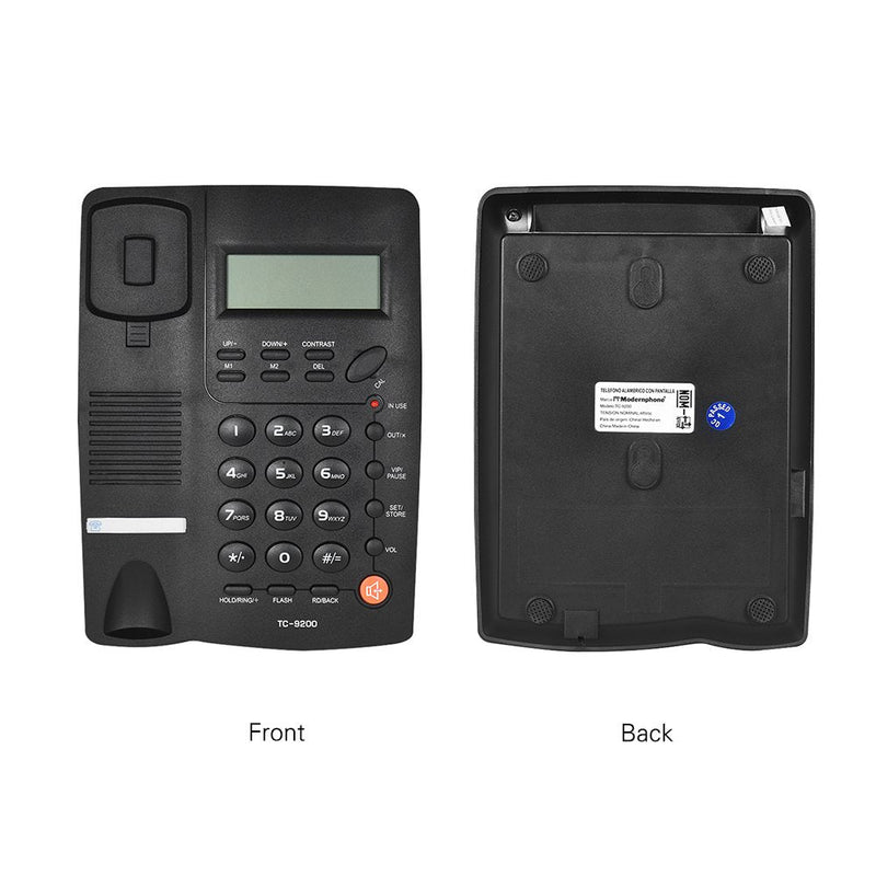 Desk Corded Telephone Phone with LCD Display Caller ID Adjustable Calculator Alarm Clock for House Home Call Center Office Company Hotel