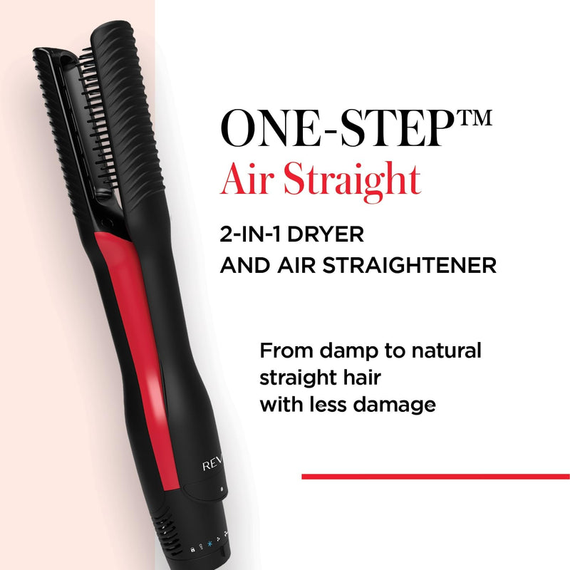 Revlon One-Step Air Straight - 2-in-1 Dryer & Air Straightener -RVDR5330UK | Dry and straighten with hot air without extreme heat, Optional Shine Boost with heated teeth & plates infused with Argan oil