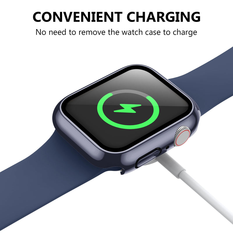 12 Pack Case for Apple Watch Series SE 3/SE 2/SE/6/5/4 40mm with Tempered Glass Screen Protector, Plated Hard PC Glossy Protective Cover, All-around Bumper Compatible with iWatch 40mm