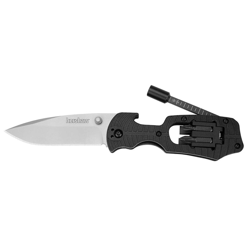 Kershaw Select Fire Multi-Function Pocket Knife, 4-piece Bit Set and Driver, 3.4" 8Cr13MoV Steel Blade, Manual Washer Folding EDC Pocketknife